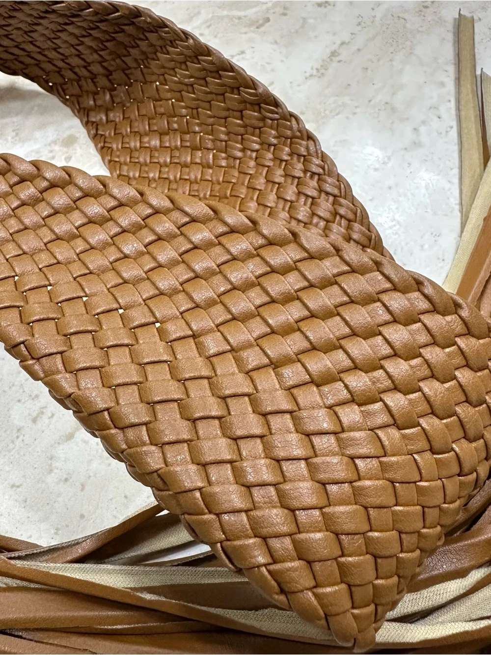 Woven Faux Leather Waist Belt in Cognac🌸
